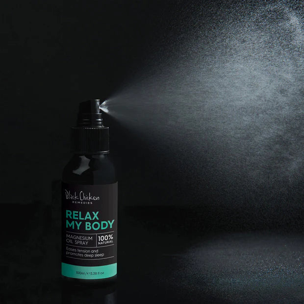 Buy Black Chicken Remedies Relax My Body - Magnesium Oil Spray 100ml at One Fine Secret. Official Stockist. Natural & Organic Body Care. Clean Beauty Melbourne.