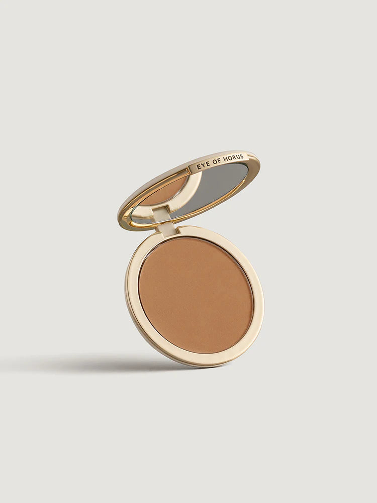Buy Eye of Horus Pressed Powder in Tan/Olive colour at One Fine Secret Clean Beauty.
