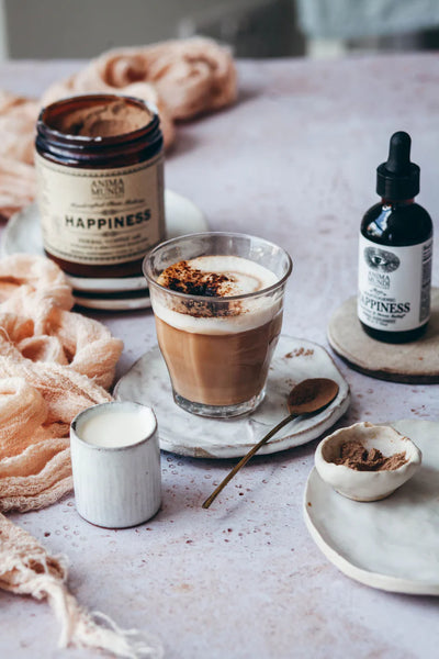 Anima Mundi Herbal Supplement. Buy Anima Mundi Happiness Herbal Coffee Powder at One Fine Secret. Official Australian Stockist. Clean Beauty Melbourne.
