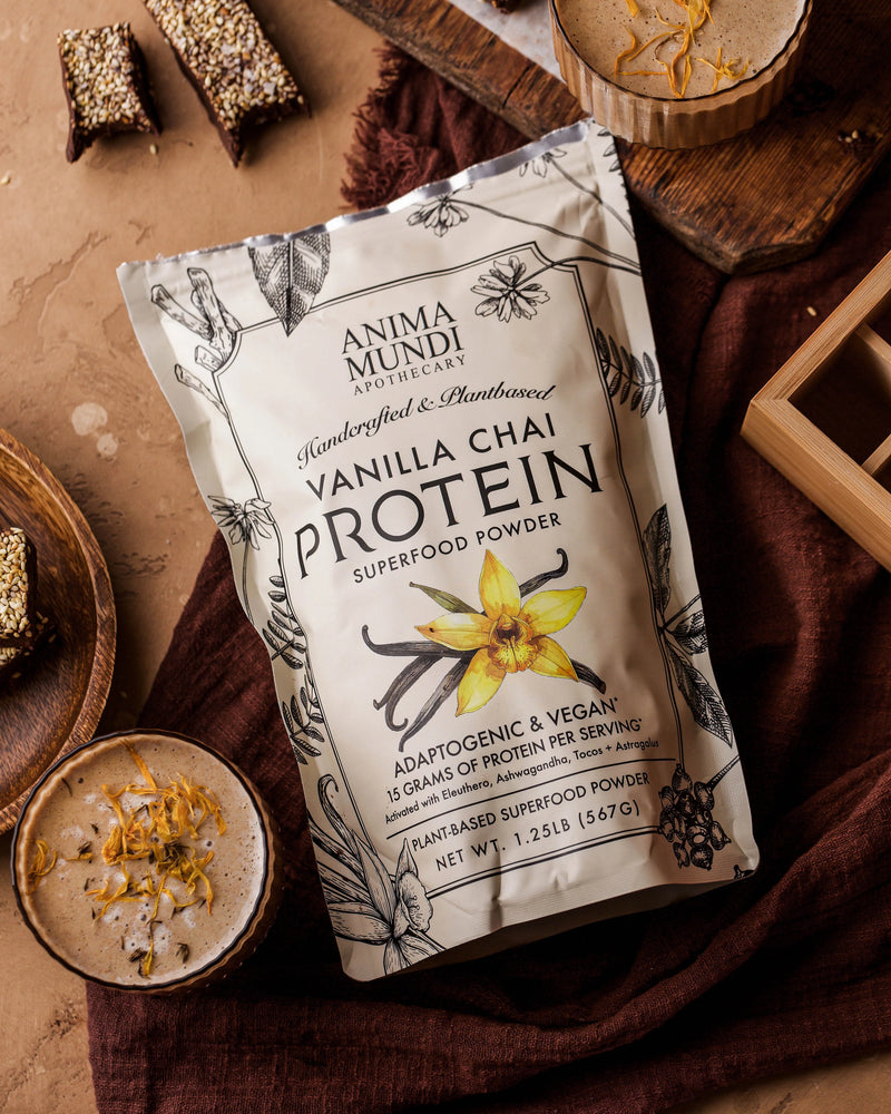 Buy Anima Mundi Vanilla Chai Protein Superfood Powder 567g at One Fine Secret Clean Beauty.