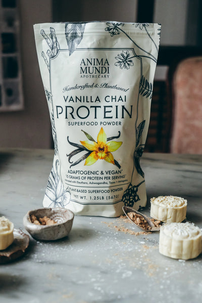Buy Anima Mundi Vanilla Chai Protein Superfood Powder 567g at One Fine Secret Clean Beauty.