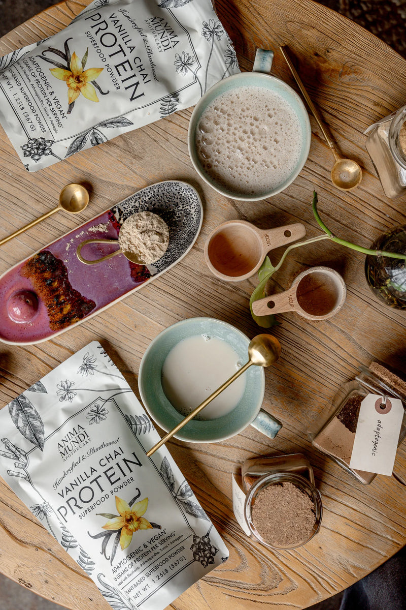 Buy Anima Mundi Vanilla Chai Protein Superfood Powder 567g at One Fine Secret Clean Beauty.