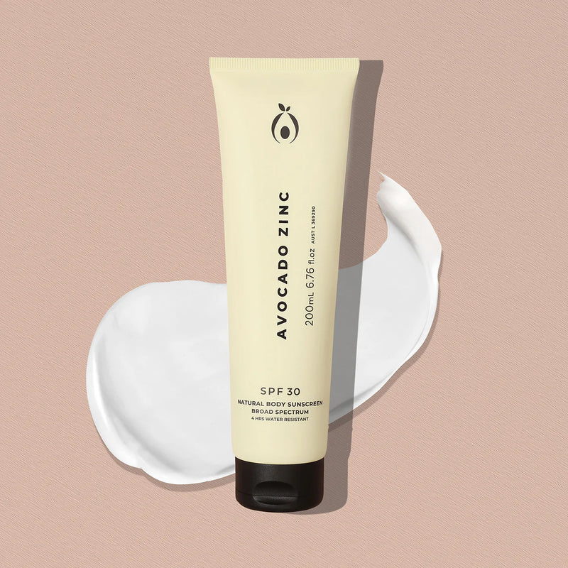 Buy Avocado Zinc SPF 30 Natural Body Sunscreen 200ml at One Fine Secret Clean Beauty.