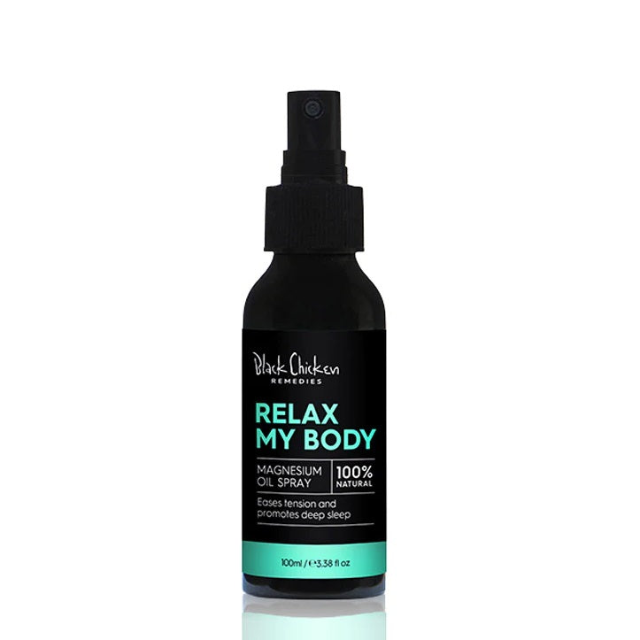 Buy Black Chicken Remedies Relax My Body - Magnesium Oil Spray 100ml at One Fine Secret. Official Stockist. Natural & Organic Body Care. Clean Beauty Melbourne.