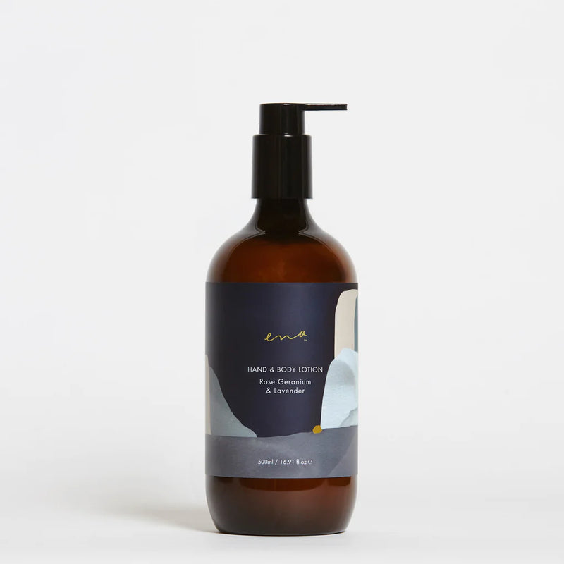 Clean Beauty Body Care. Ena Hand & Body Lotion - Rose Geranium & Lavender 500ml - One Fine Secret