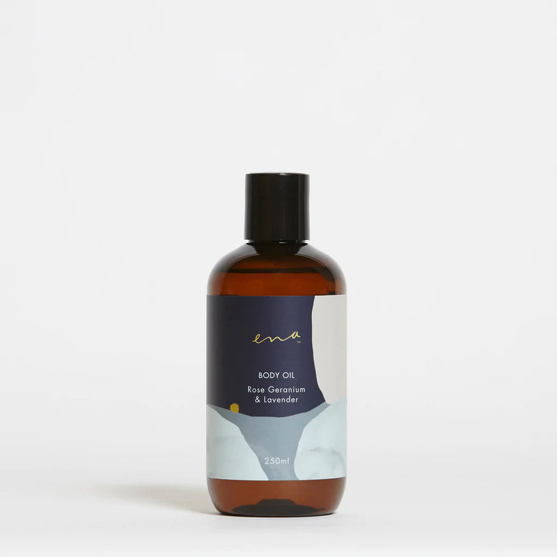Clean Beauty Body Care. Ena Body Oil - Rose Geranium & Lavender 250ml - One Fine Secret