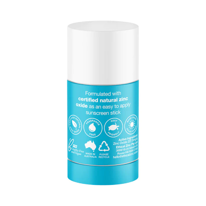 Buy Ethical Zinc SPF50 Natural Clear Zinc Sunscreen Stick 50g at One Fine Secret. Natural & Organic Skincare Sunscreen. Clean Beauty Melbourne.