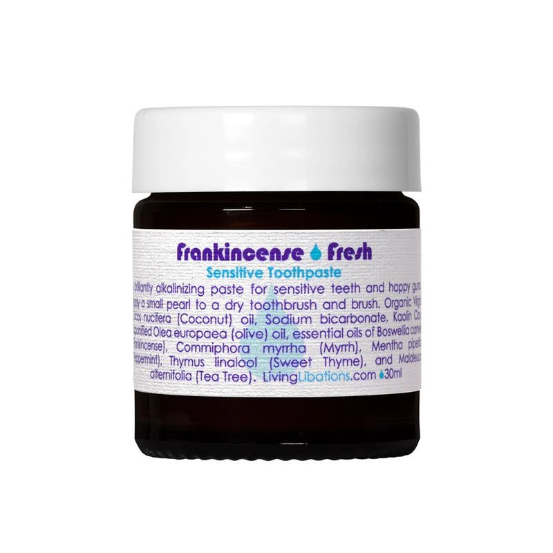 Buy Living Libations Frankincense Fresh Sensitive Toothpaste 30ml at One Fine Secret.