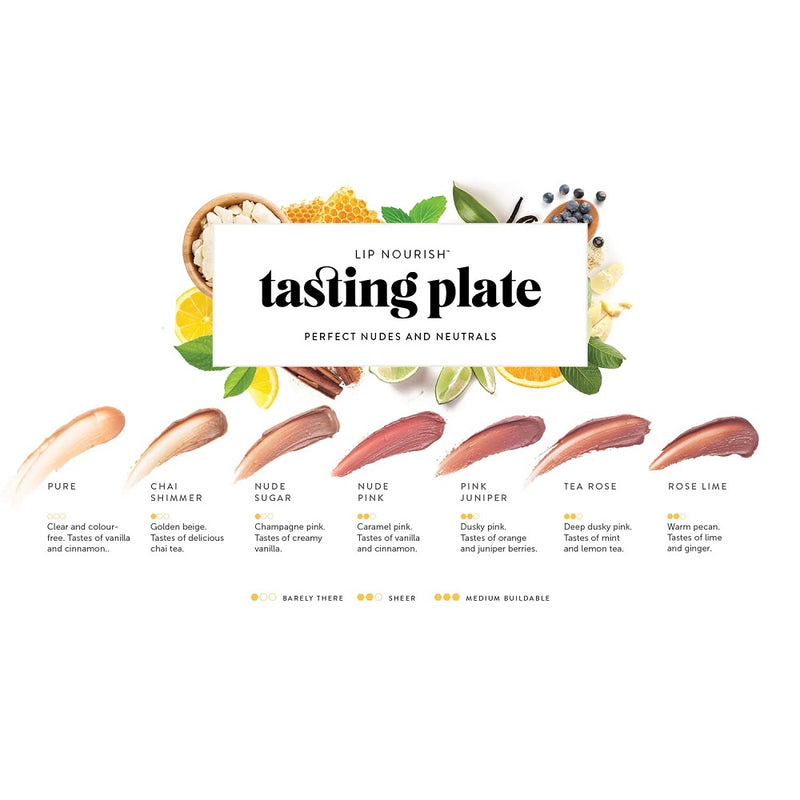 Buy Luk Beautifood 7 Shades Lip Nourish Tasting Plate (Nudes & Neutrals) at One Fine Secret. Natural & Organic Makeup Clean Beauty Store in Melbourne, Australia.