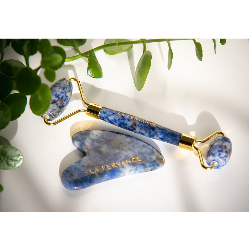 Buy La Fervance Blue Sodalite Crystal Guasha & Roller Sculpting Kit at One Fine Secret. Official Stockist. Clean Beauty Australia.