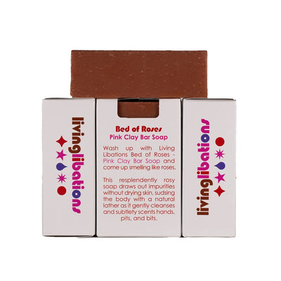 Buy Living Libations Bed of Roses - Pink Clay Bar Soap 120g at One Fine Secret Clean Beauty.