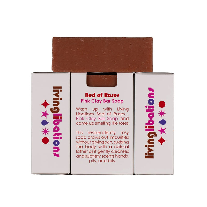 Buy Living Libations Bed of Roses - Pink Clay Bar Soap 120g at One Fine Secret Clean Beauty.