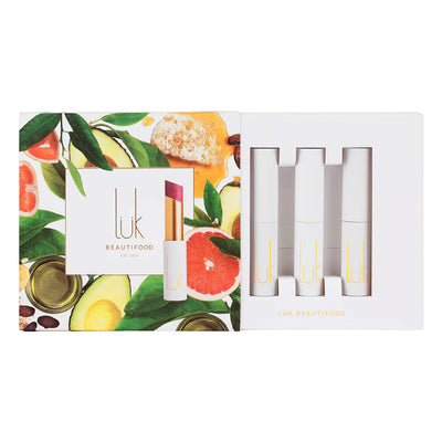 Buy Luk Beautifood Lip Nourish Trio Gift Pack - Delicious Soft Nudes + Pinks at One Fine Secret. Official Stockist. Clean Beauty Store in Melbourne, Australia.
