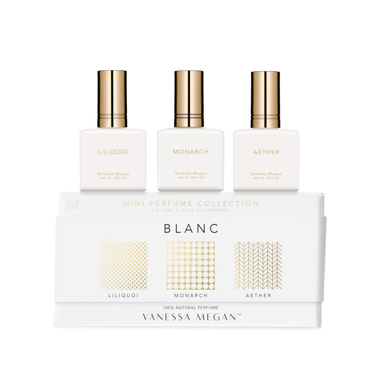 Buy Vanessa Megan 100% Natural Mini Perfume Trio Collection - Blanc at One Fine Secret. Official Stockist. Natural & Organic Perfume Store in Melbourne, Australia.