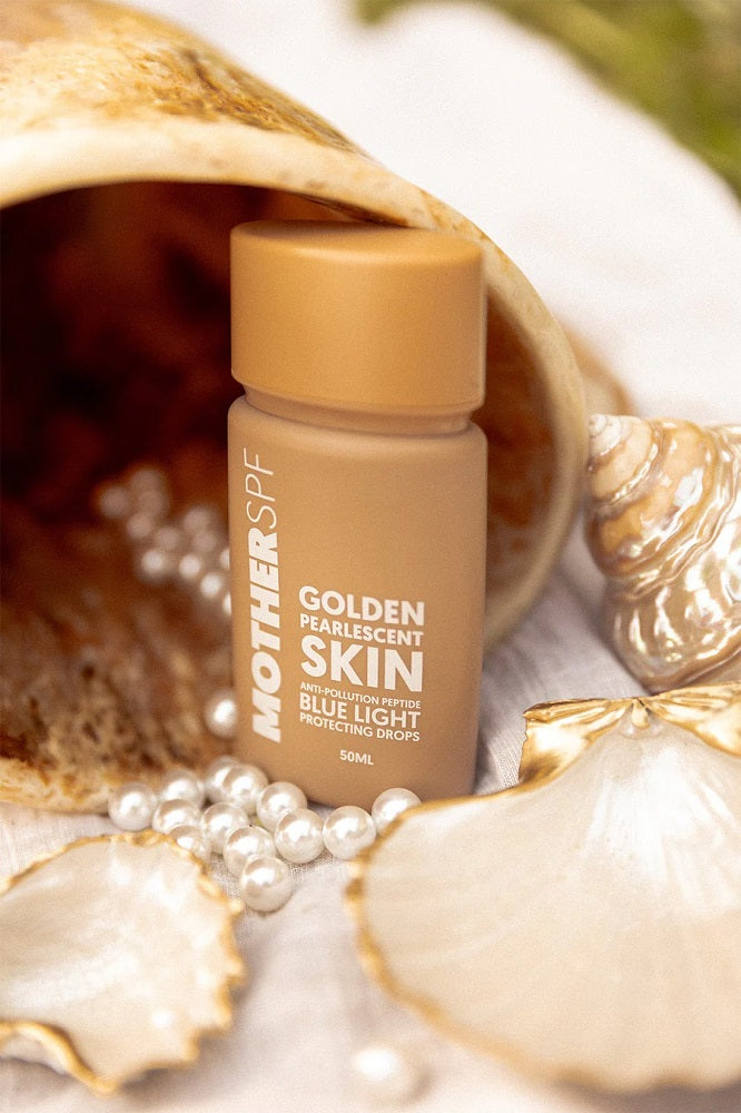 Buy MOTHER SPF Golden Pearlescent Skin Illuminating Bronze Drops 50ml at One Fine Secret. Official Stockist. Natural & Organic Makeup. Clean Beauty Melbourne.