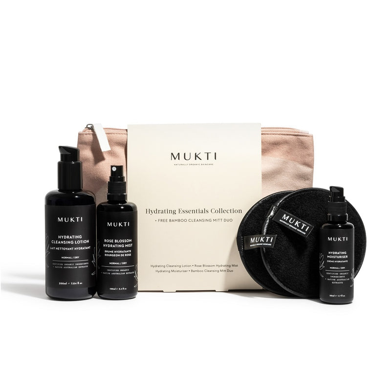 Buy Mukti Hydrating Essentials Collection + Free Cleansing Mitt Duo at One Fine Secret. Mukti Organics Official Stockist in Melbourne, Australia.