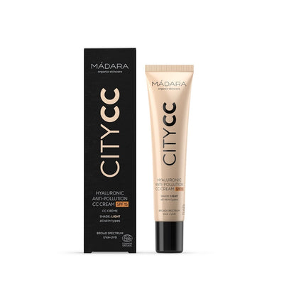 Buy Madara City CC Hyaluronic Anti-Pollution CC Cream SPF 15 in Light colour at One Fine Secret. Official Stockist. Clean Beauty Melbourne.