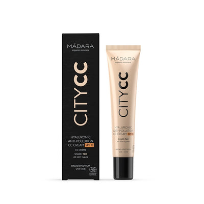 Buy Madara City CC Hyaluronic Anti-Pollution CC Cream SPF 15 in Tan colour at One Fine Secret. Official Stockist. Clean Beauty Melbourne.