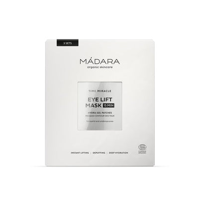 Buy Madara Time Miracle Eye Lift Mask Hydra-Gel Patches (3 Pairs) at One Fine Secret. Official Stockist. Natural & Organic Firming and Anti-Ageing Eye Mask Sheet. Clean Beauty Melbourne.