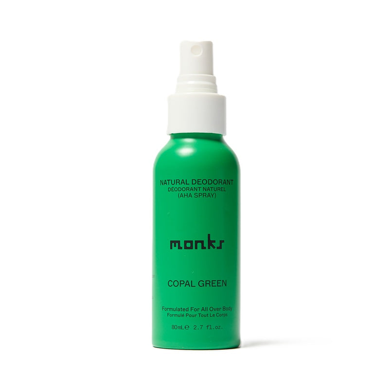 Buy Monks Natural Deodorant AHA Spray 80ml - Copal Green at One Fine Secret Australia.