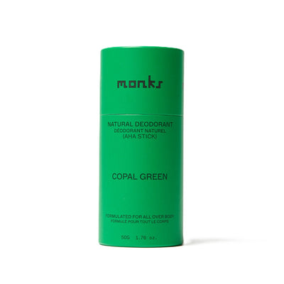 Buy Monks Natural Deodorant AHA Stick 50g - Copal Green at One Fine Secret Australia.