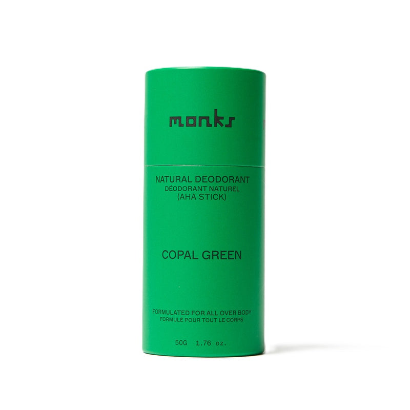 Buy Monks Natural Deodorant AHA Stick 50g - Copal Green at One Fine Secret Australia.