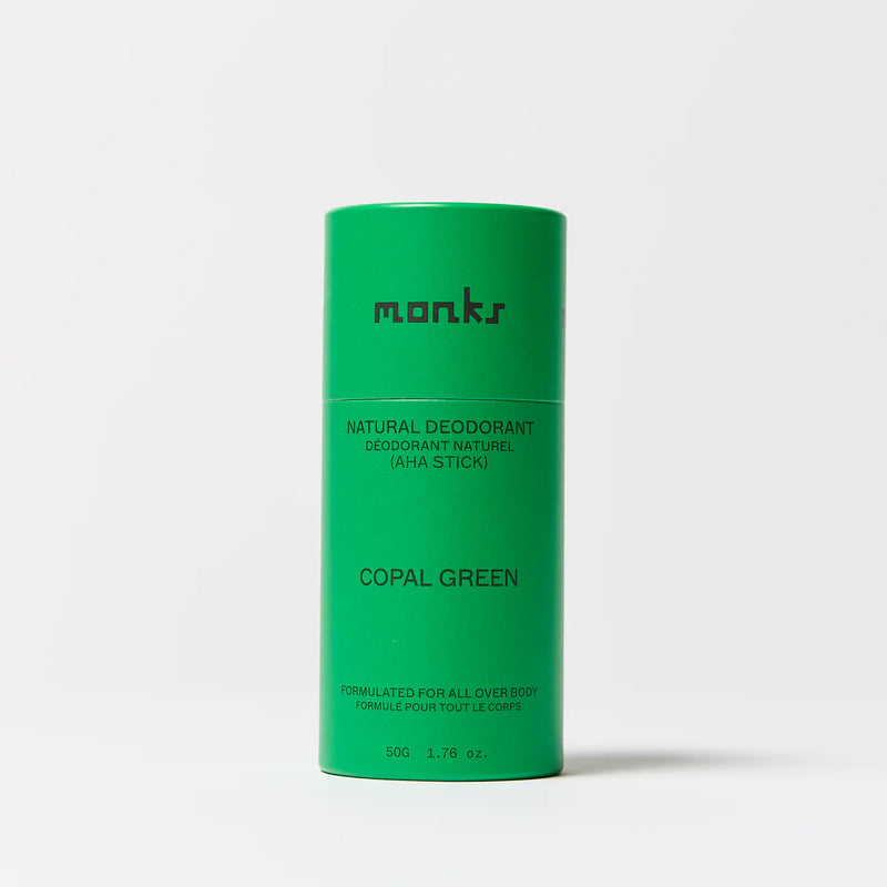 Buy Monks Natural Deodorant AHA Stick 50g - Copal Green at One Fine Secret Australia.