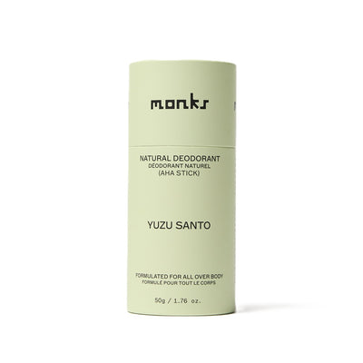 Buy Monks Natural Deodorant AHA Stick 50g - Yuzu Santo at One Fine Secret Australia.