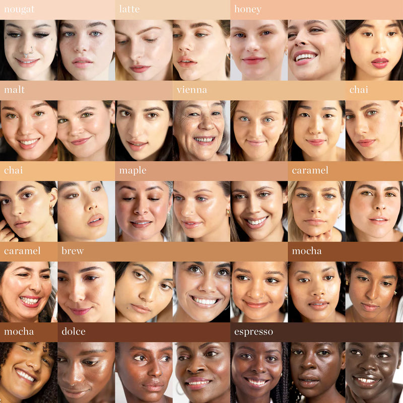 Ere Perez Oat Milk Foundation Colour Swatch & Shade Chart. Find your perfect shade at One Fine Secret!