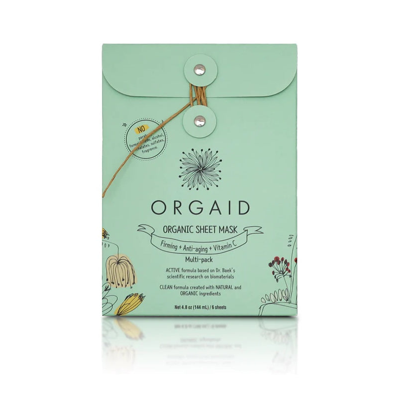 Buy Orgaid Organic Sheet Mask - Firming, Anti-Aging + Vitamin C Multi-pack (6 Sheets) at One Fine Secret. Official Stockist. Natural & Organic Skincare Clean Beauty Store in Melbourne, Australia.