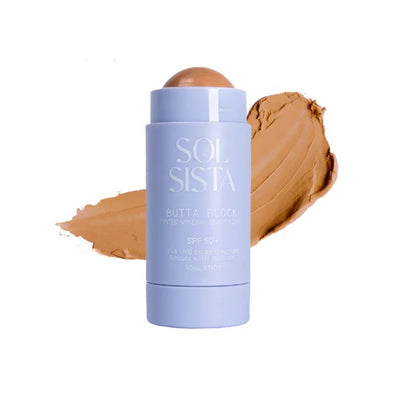 Buy Sol Sista Butta Block Tinted Mineral Beauty Zinc SPF 50+ in Deep Tan shade at One Fine Secret.