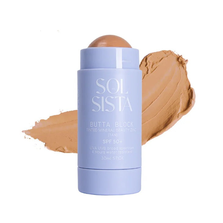 Buy Sol Sista Butta Block Tinted Mineral Beauty Zinc SPF 50+ 30ml in Tan colour at One Fine Secret