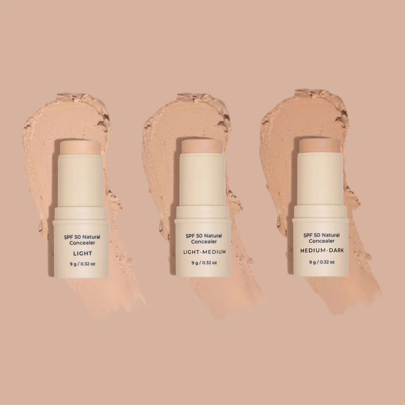 Avocado Zinc SPF 50 Natural Concealer  Colour Swatches in 3 Shades at One Fine Secret Clean Beauty.