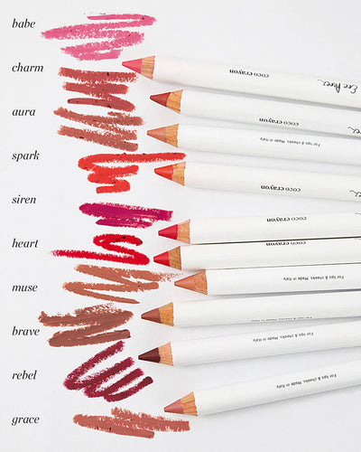 Various versatile Ere Perez Coco Crayon colours available at One Fine Secret. See colour swatches.