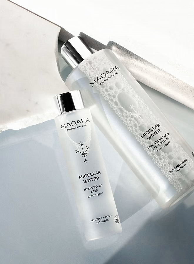 Buy Madara Micellar Water with Hyaluronic Acid 400ml or 100ml at One Fine Secret. Official Stockist. Natural & Organic Skincare Makeup. Clean Beauty Melbourne.