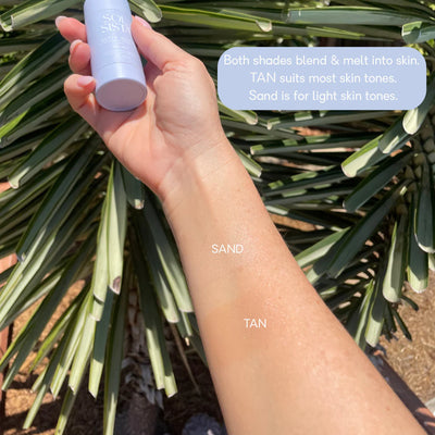 Sol Sista Butta Block Tinted Mineral Beauty Zinc SPF 50+ available in two colours - Sand & Tan - at One Fine Secret