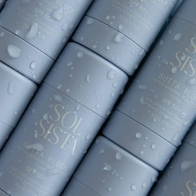 Sol Sista Butta Block Tinted Mineral Beauty Zinc SPF 50+ available in two colours - Sand & Tan - at One Fine Secret