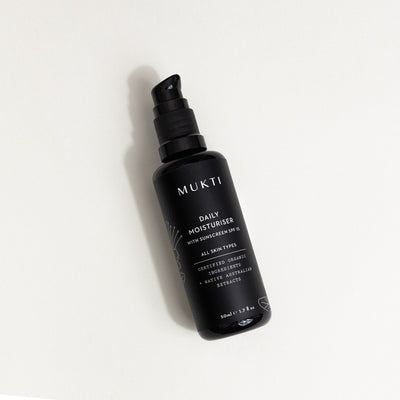 Australian Certified Organic Skincare. Shop Mukti Daily Moisturiser With Sunscreen SPF15 50ml at One Fine Secret, Natural & Organic Skincare Makeup Clean Beauty Store Melbourne Australia