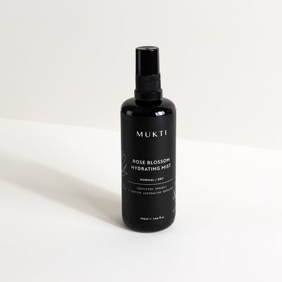 Australian Certified Organic Skincare. Shop Mukti Rose Blossom Hydrating Mist 100ml at One Fine Secret, Natural & Organic Skincare Makeup Clean Beauty Store Melbourne Australia