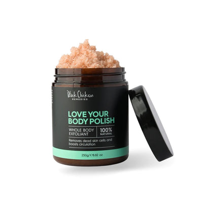 Natural Body Polish Exfoliant. Buy Black Chicken Remedies Love Your Body Polish at One Fine Secret. Natural & Organic Skincare Clean Beauty Store in Melbourne, Australia.