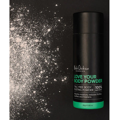 Natural talc-free anti-friction body powder. Buy Black Chicken Remedies Love Your Body Powder at One Fine Secret. Clean Beauty Store in Melbourne, Australia