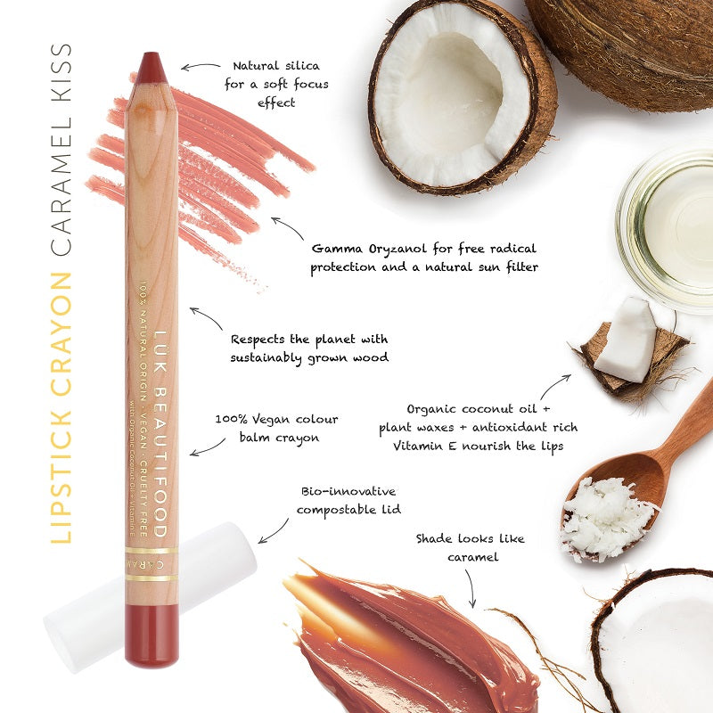 Buy Luk Beautifood Lip Crayon 3g in Caramel Kiss colour at One Fine Secret. AU Stockist. Natural & Organic Makeup Clean Beauty Store in Melbourne, Australia.