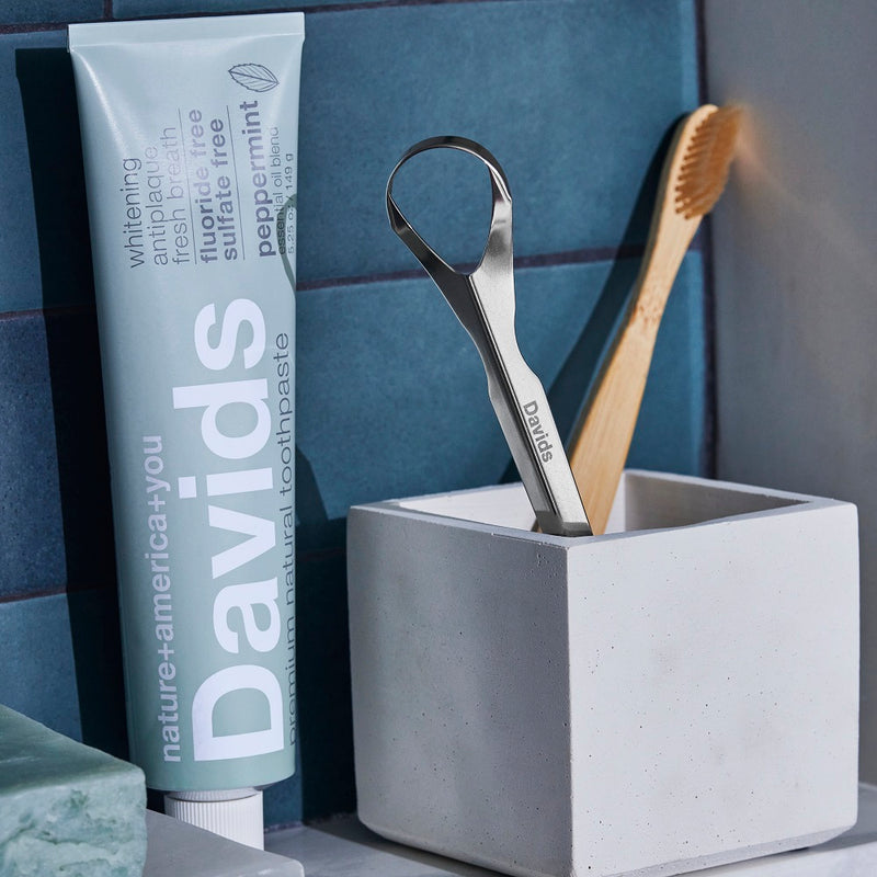 Buy Davids Professional Tongue Scraper at One Fine Secret. Official Stockist. Natural & Organic Personal Care Clean Beauty Store in Melbourne, Australia.