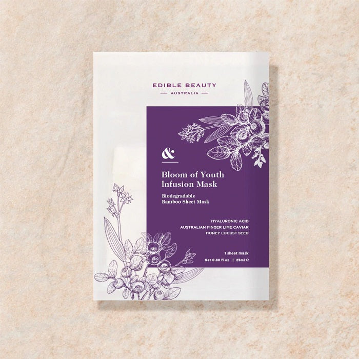 Edible Beauty Sheet Mask Buy Edible Beauty Bloom of Youth Infusion Mask at One Fine Secret. Official Stockist in Melbourne, Australia.