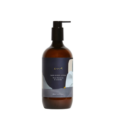Clean Beauty Body Care. Ena Hand & Body Lotion - Rose Geranium & Lavender 500ml - One Fine Secret