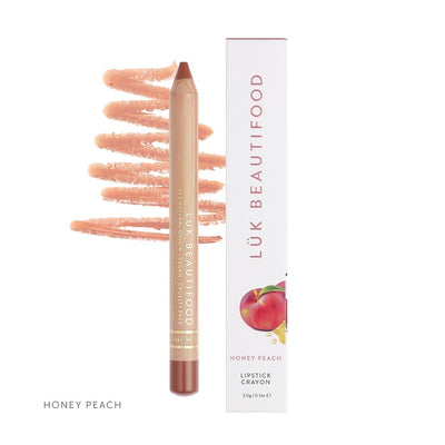 Buy Luk Beautifood Lip Crayon 3g in Honey Peach colour at One Fine Secret. AU Stockist. Natural & Organic Makeup Clean Beauty Store in Melbourne, Australia.