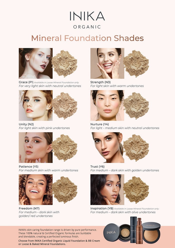 Find your perfect shade of Inika Baked Mineral Foundation at One Fine Secret! Inika Mineral Foundation Shade Chart