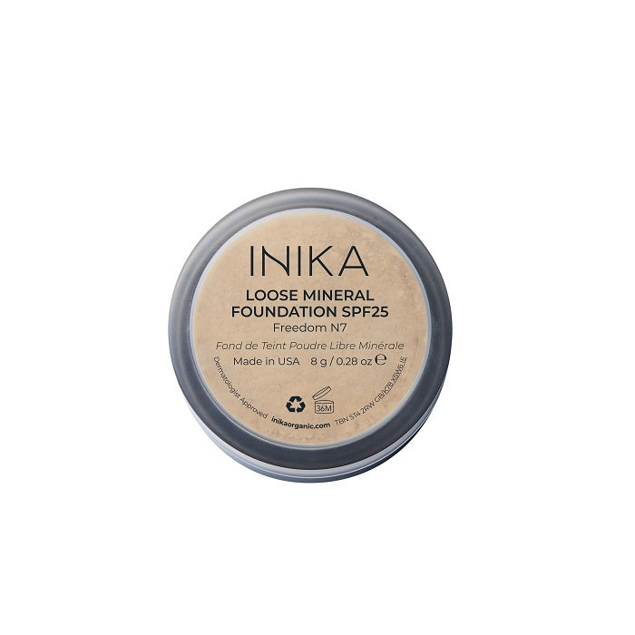 100% Natural Makeup Foundation. Buy Inika Organic Loose Mineral Foundation SPF25 in Freedom shade at One Fine Secret. Official Stockist in Melbourne, Australia.
