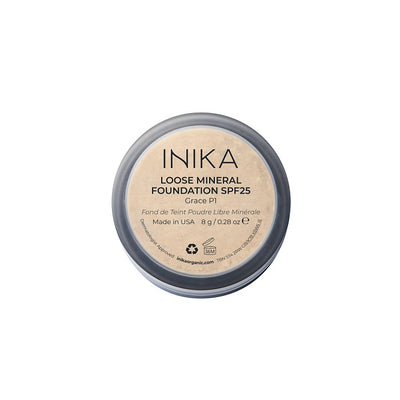 100% Natural Makeup Foundation. Buy Inika Organic Loose Mineral Foundation SPF25 in Grace shade at One Fine Secret. Official Stockist in Melbourne, Australia.