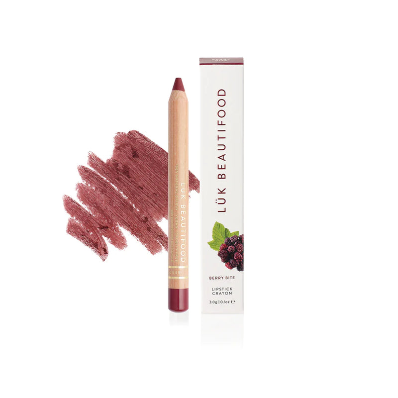 Buy Luk Beautifood Lip Crayon 3g in Berry Bite (rich red brown) colour at One Fine Secret. AU Stockist. Natural & Organic Makeup Clean Beauty Store in Melbourne, Australia.